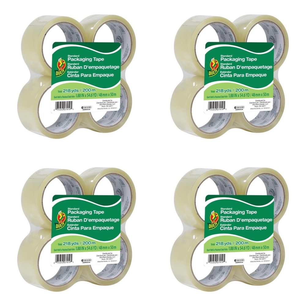 PACKING TAPE - DUCT BRAND - 4 PACKS (16 ROLLS) (shipping supplies )
